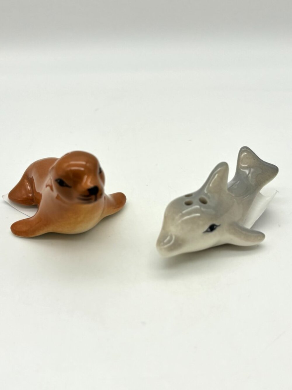 Cracker Barrel Salt & Pepper Shakers, Sea Lion & Dolphin Marine Animals UNUSED